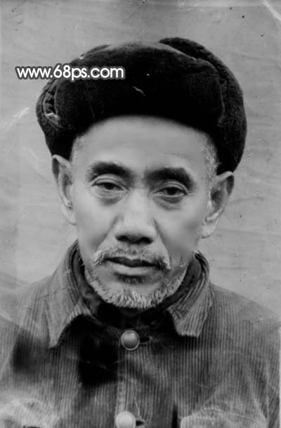 PS磨皮和调色处理修复黯淡发黄的黑白老照片